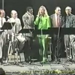 Dave Goelz, Frank Oz, Kevin Clash, Steve Whitmire, Nelson and Hunt at Henson's memorial service, NY NY, May 21 1990. 