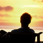 Richard Hunt watching the sunset, Truro MA, late 80s. Photo by Jerry Nelson. 