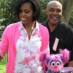 Orman with First Lady Michelle Obama and Muppet Abby Cadabby at the White House Easter Egg Hunt, 2010. 