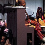 Jerry Nelson as the Count, Jim Henson as Ernie, Orman and Bob McGrath, filming Sesame Street episode 900, 1976.